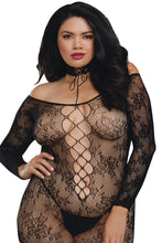 Load image into Gallery viewer, Lace patterned knit garter dress lace up stockings