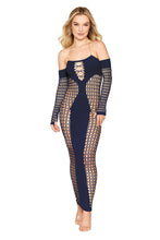 Load image into Gallery viewer, Bodystocking gown with opaque front and back panels