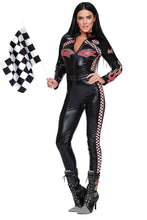 Load image into Gallery viewer, Start Your Engines Costume, Zipper-Front Jumpsuit with Checkered Sides