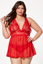 Load image into Gallery viewer, Two-Piece Floral Galloon Lace Babydoll Set