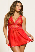 Load image into Gallery viewer, Two-Piece Floral Galloon Lace Babydoll Set