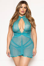 Load image into Gallery viewer, Seductive Grace: High-Neck Lace & Mesh Babydoll Set