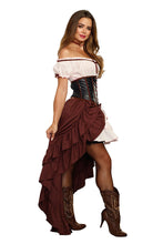 Load image into Gallery viewer, Saloon Gal Two Piece Costume Set, Off-the-Shoulder Dress with Attached Skirt