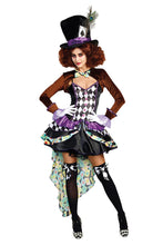 Load image into Gallery viewer, Hatter Madness Costume Set, Corset-Style Dress with Stretch Velvet Shrug