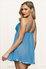 Load image into Gallery viewer, Twilight Sparkle Babydoll Set, Two-Piece Lurex Lace & Mesh Babydoll with G-String