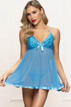 Load image into Gallery viewer, Twilight Sparkle Babydoll Set, Two-Piece Lurex Lace & Mesh Babydoll with G-String