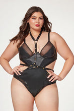 Load image into Gallery viewer, Fierce & Seductive Two-Piece Vegan Leather Teddy & Choker Set