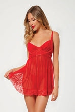 Load image into Gallery viewer, Romantic Lace-Trimmed Tulle Babydoll Set – Flirty & Elegant Lingerie