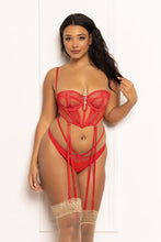 Load image into Gallery viewer, Lace and Dot Mesh Two-Piece Bustier Set – Elegance Meets Seduction