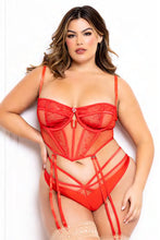 Load image into Gallery viewer, Lace and Dot Mesh Two-Piece Bustier Set – Elegance Meets Seduction