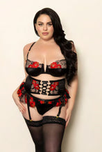 Load image into Gallery viewer, Embroidered floral lace and satin bra set
