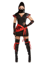 Load image into Gallery viewer, Seven Piece Ninja Costume Set, Dress with Faux-leather Sleeves