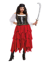 Load image into Gallery viewer, Ships Ahoy Pirate Costume, Off-the-Shoulder Pirate Dress