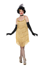 Load image into Gallery viewer, Good Time Gal Costume – 3 Piece Women’s Halloween Flapper Outfit with Fringe Dress, Sequin Headpiece & Velvet Choker
