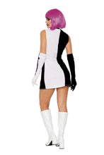 Load image into Gallery viewer, Parti Skeleton Costume – 2 Piece Women’s Halloween Outfit with Printed Dress & Matching Gloves