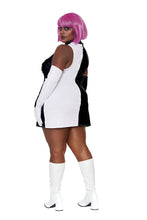 Load image into Gallery viewer, Parti Skeleton Costume – 2 Piece Women’s Halloween Outfit with Printed Dress & Matching Gloves