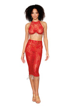 Load image into Gallery viewer, Delicate Corded Lace Bra and Slip Skirt Set