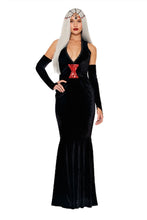 Load image into Gallery viewer, Blackest Widow Velvet Halloween Costume Set - 3 Piece Gown