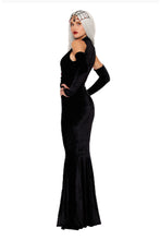 Load image into Gallery viewer, Blackest Widow Velvet Halloween Costume Set - 3 Piece Gown