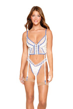 Load image into Gallery viewer, Eyelet cotton garter bustier and cheeky panty