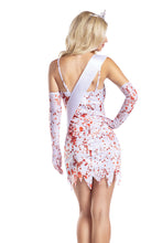 Load image into Gallery viewer, Bloody Prom Queen Costume Set, Jagged Hem Slip Dress