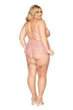 Load image into Gallery viewer, Delicate eyelash lace bralette, garter skirt, and choker set