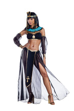 Load image into Gallery viewer, Cleopatra Costume Set, Black Knit Bandeau Top with Organza Skirt and Panty