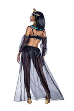 Load image into Gallery viewer, Cleopatra Costume Set, Black Knit Bandeau Top with Organza Skirt and Panty