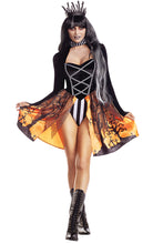 Load image into Gallery viewer, Halloween Queen Costume, Two Piece Velvet Bodysuit Set