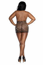 Load image into Gallery viewer, Shine Bright Cowl Neck Rhinestone Fishnet Mini Dress