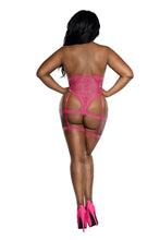 Load image into Gallery viewer, Tiger Mesh Strapped Teddy with Hardware and Opaque Striped Elastic