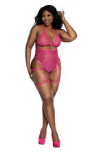 Load image into Gallery viewer, Tiger Mesh Strapped Teddy with Hardware and Opaque Striped Elastic