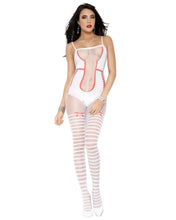 Load image into Gallery viewer, Teddy with Striped Thigh-High Look Bodystocking