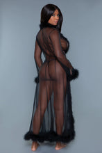 Load image into Gallery viewer, Full Length Chiffon Robe with Faux Fur Trim – Luxurious & Elegant Loungewear