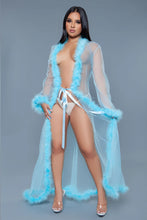Load image into Gallery viewer, Full Length Chiffon Robe with Faux Fur Trim – Luxurious & Elegant Loungewear