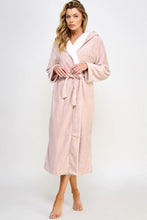 Load image into Gallery viewer, Plush Fleece Robe with Cozy Sherpa Lining - Hooded Long Bathrobe for Women