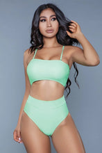 Load image into Gallery viewer, Chanity High-Waisted Bikini Set – Bandeau Top with Removable Straps & Full Coverage Bottom
