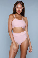 Load image into Gallery viewer, Chanity High-Waisted Bikini Set – Bandeau Top with Removable Straps & Full Coverage Bottom