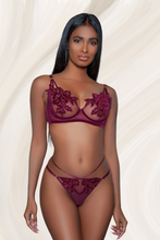 Load image into Gallery viewer, Two Piece Floral Bra Set, Non-Padded Underwire Bra with Strappy Thong
