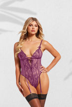 Load image into Gallery viewer, Lace and Dot Mesh High Cut Leg Teddy
