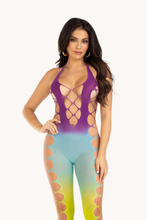 Load image into Gallery viewer, Seamless ombre faux lace up footless bodystocking