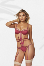 Load image into Gallery viewer, Strappy Rhinestone Open Crotch Thong Teddy