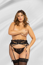 Load image into Gallery viewer, Lace high waisted garter belt g-string