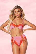 Load image into Gallery viewer, Sexy 2-Piece Lace Lingerie Set – Lace & Mesh Bra with Bow Tie Detail & Matching Boyshort Panty