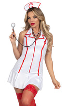 Load image into Gallery viewer, Sexy Head Nurse Costume with Halter Zipper Dress, Toy Stethoscope, and Headband