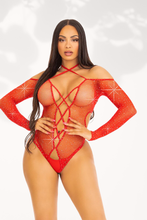 Load image into Gallery viewer, Rhinestone Crotchless Teddy