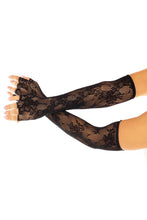 Load image into Gallery viewer, Seamless lace opera length fingerless gloves
