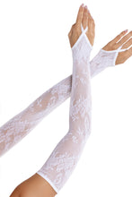 Load image into Gallery viewer, Floral Lace Extra Long Arm Warmers – Elegant Opera-Length Gloves