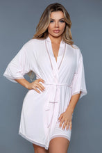 Load image into Gallery viewer, Above the knee supersoft modal robe, Elegant & Luxurious Lace-Trimmed Robe