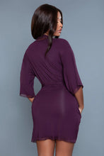 Load image into Gallery viewer, Above the knee supersoft modal robe, Elegant & Luxurious Lace-Trimmed Robe